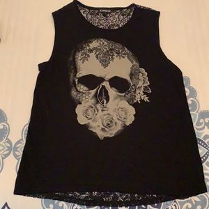 Express Skull Lace Back Tank